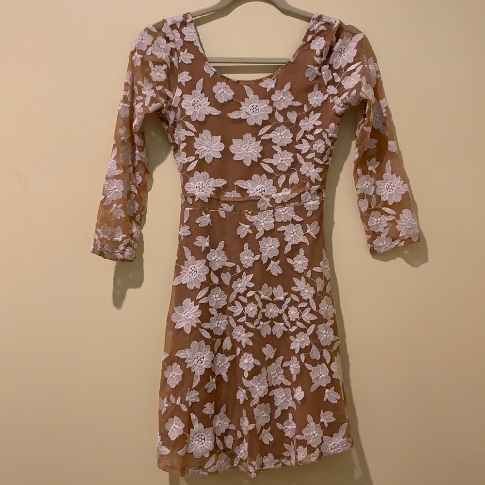 For Love and Lemons tan floral dress